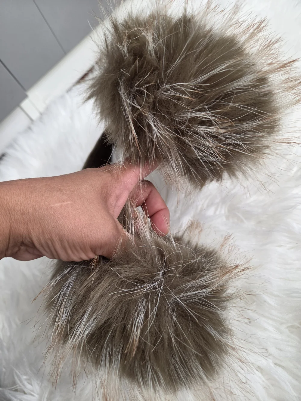 Anthropologie Violet & Brooks Faux Fur Ear Muffs - Brown with Taupe Highlights